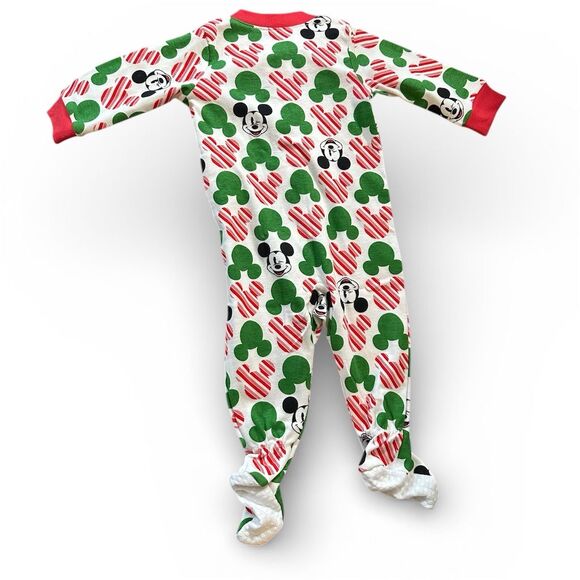 Disney Baby Footed Sleeper Pajamas Mickey Mouse Holiday Design 3-6 mos - Picture 2 of 6